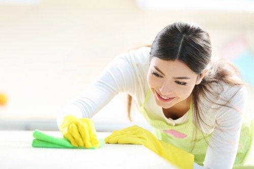Carpet cleaning team preparing equipment safely before work begins
